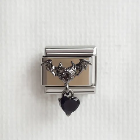 Stainless Steel Italian Charm Link Dark Gothic Bat Heart Spider Skull DIY Jewelry Modular Bracelet Accessory For Men Women