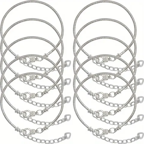 DIY Snake Chain Bracelet Base For Women Alloy Silver Gold Rose Gold Plated Lobster Clasp Heart Pendant Starter Bracelet Jewelry