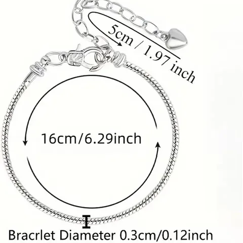 DIY Snake Chain Bracelet Base For Women Alloy Silver Gold Rose Gold Plated Lobster Clasp Heart Pendant Starter Bracelet Jewelry