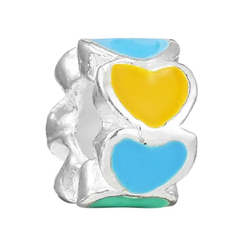 Fashion Alloy Heart Charms Colorful Enamel Beads For DIY Bracelet Necklace Jewelry Making Finding Women Decoration Gift