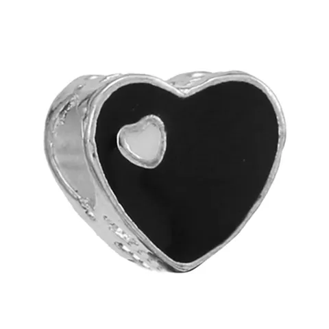 Alloy Black Enamel Charm Beads Heart Flower Butterfly Shape DIY Jewelry Accessories For Bracelet Necklace Making Women Jewelry