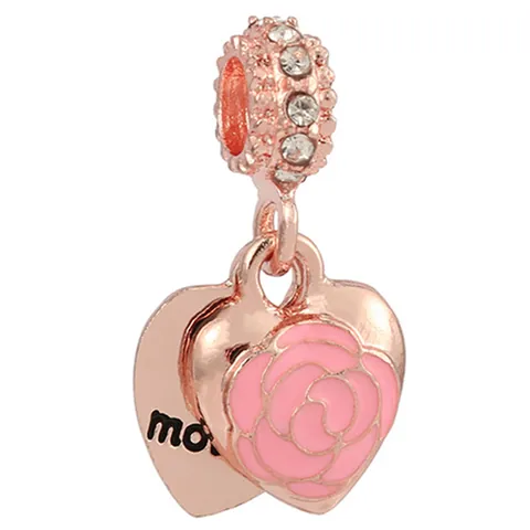 Rose Gold DIY Alloy Large Hole Beads Charms Enamel Heart Flower Animal For Pandora Style Bracelet Jewelry Making Findings