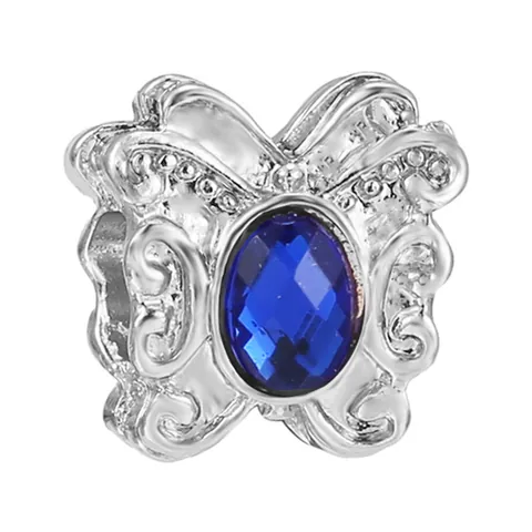 Luxury Blue Rhinestone Charm Pendant For DIY Jewelry Making Butterfly Owl Heart Metal Beads For Pandora Style Bracelet Women Jewelry