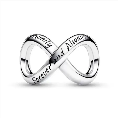 Alloy Infinity Charm Bead Engraved Family Forever And Always Mobius Ring For DIY Bracelet Jewelry Making Accessory
