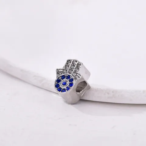 Abalorios Mano De Fátima Ojo Turco Para Pulsera Aleación Strass Azul Blanco Cristal Mano De Fátima Cuenta Accesorios Para Hacer Joyas DIY