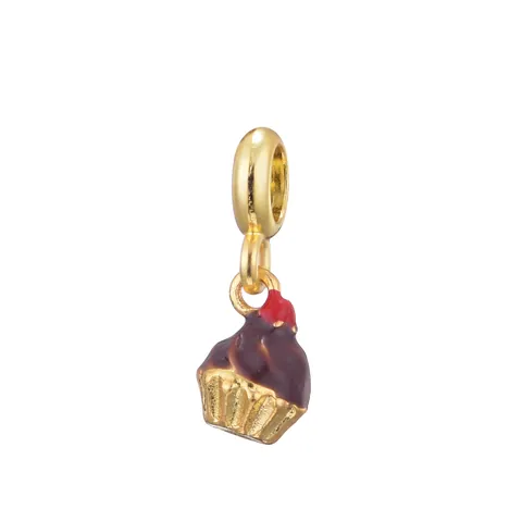 Cherry Chocolate Cupcake Alloy Pendant Enamel Drip Oil Charm For DIY Bracelet Necklace Making Gold Plated Jewelry Accessories