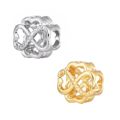 Alloy Hollow Heart Infinity Bead Charm For DIY Bracelet Making Women Fashion Intertwined Metal Spacer Jewelry Accessories
