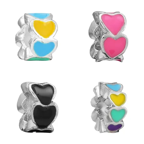Fashion Alloy Heart Charms Colorful Enamel Beads For DIY Bracelet Necklace Jewelry Making Finding Women Decoration Gift