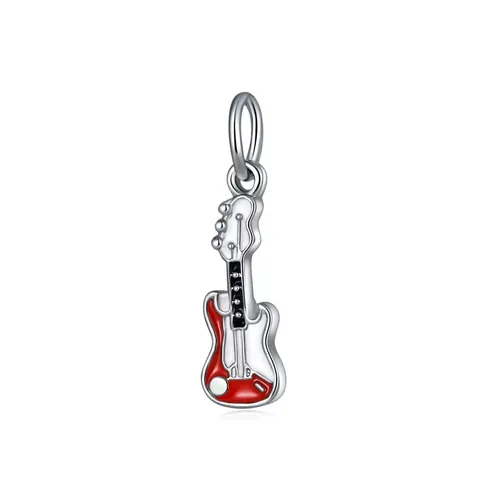 Retro Alloy Enamel Electric Guitar Pendant Music Theme DIY Charm For Jewelry Making Necklace Bracelet Gift Music Lover
