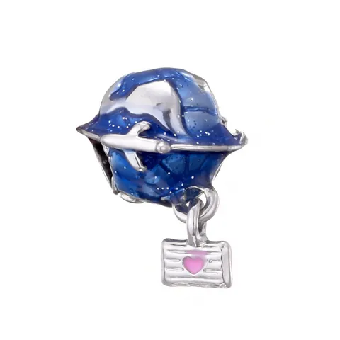 Travel Theme Alloy Globe Airplane Charm For DIY Jewelry Making Blue Enamel Envelope Pendant For Women Bracelet Accessory