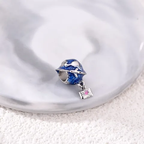 Travel Theme Alloy Globe Airplane Charm For DIY Jewelry Making Blue Enamel Envelope Pendant For Women Bracelet Accessory