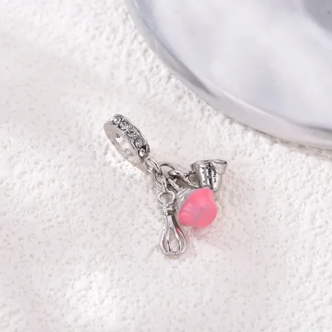Backen Thema Legierung Emaille Cupcake Schneebesen Messbecher Anhänger Mit Zirkonia Für DIY Armband Schmuckherstellung