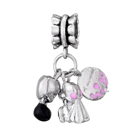 Ciondoli Fai-da-te in Lega per Bracciale Sposa Sposo Che Baciano Teschio Cuore Pendente a Goccia Accessorio Donna Gioielli
