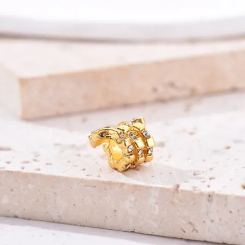 Ciondolo a Cilindro in Lega Placcato Oro Con Zirconi Incastonati e Trama Rocciosa per Creazione Gioielli Bracciale Fai da Te Regalo Donna