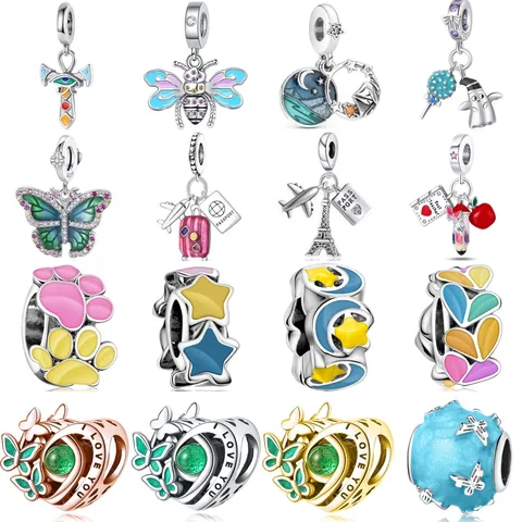 Alloy Charms Butterfly Heart Star Moon Travel Theme DIY Beads Bracelet Accessories For Women Jewelry Making Gift