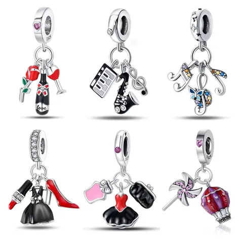 Alloy Enamel DIY Charms Pendants For Jewelry Making Music Note Rose Perfume Bottle Dress High Heel Charms For Bracelets Women