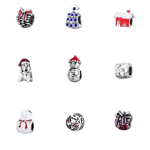 Alloy Christmas Charms For DIY Jewelry Making Snowman Christmas Tree Puppy Pinecone House Enamel Rhinestone Beads For Bracelets Necklace Accessory