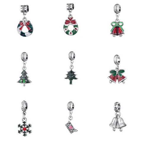 Christmas Alloy Enamel Charms For DIY Jewelry Making Bracelet Santa Claus Snowflake Tree Bell Candy Cane Holiday Gift Women