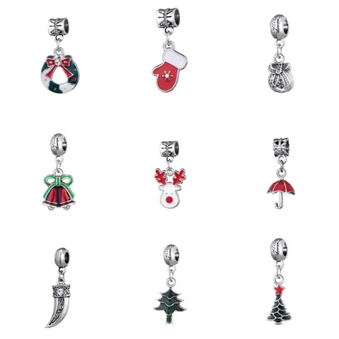 Christmas Enamel Alloy Charms For DIY Jewelry Making Reindeer Wreath Snowflake Candy Cane Pendants For Bracelet Necklace