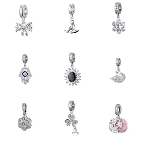 Alloy Inlaid Zirconia Enamel Charm Pendants For DIY Jewelry Making Flower Butterfly Snowflake Hamsa Hand Swan Accessory Women