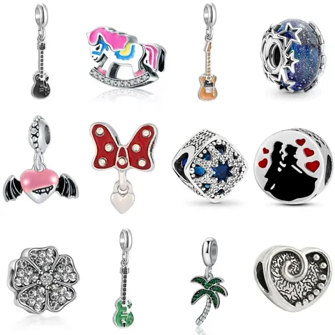 Alloy Guitar Rocking Horse Star Heart Charms For DIY Bracelet Necklace Making Enamel Zirconia Pendants Women Jewelry Accessory