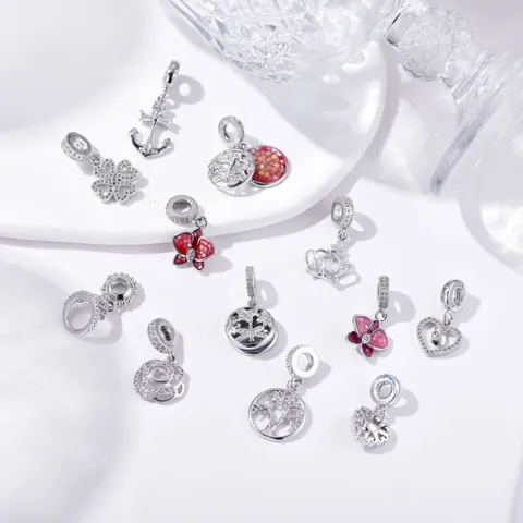 Copper Alloy Enamel Zircon Flower Heart Tree Of Life Anchor Crown Charms Dangle Pendant For DIY Jewelry Making Women