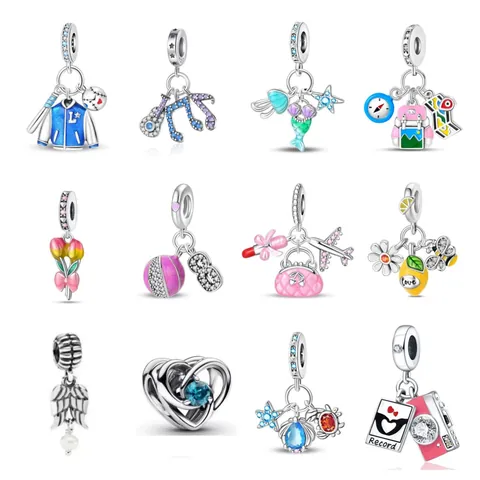 DIY Alloy Enamel Rhinestone Charms For Bracelet Making Baseball Music Marine Travel Camera Heart Pendant For Women Jewelry Gift