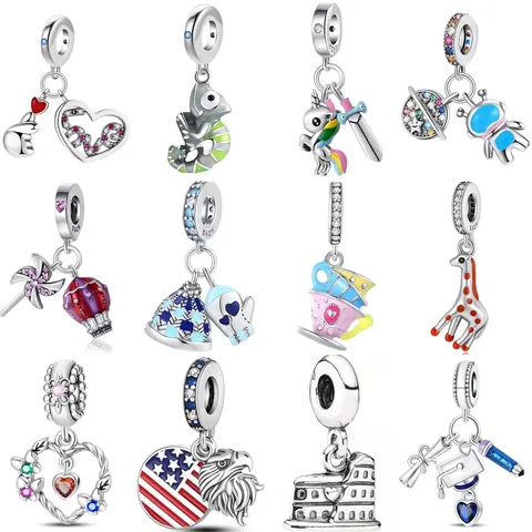 Alloy DIY Beaded Charms For Bracelet Necklace Jewelry Making Enamel Zirconia Heart Animal Graduation Travel Charms Pendants