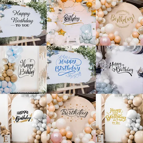Happy Birthday Wandaufkleber DIY PVC Künstlerische Schriftart Herz Stern Muster Für Geburtstag Party Hintergrund Deko Selbstklebend Wandbild