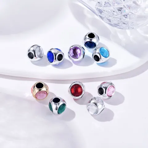 Fashion Alloy Round Crystal Ball Charms Beads For DIY Bracelet Necklace Making Silver Gold Plated Rhinestone Inlaid Jewelry Finding