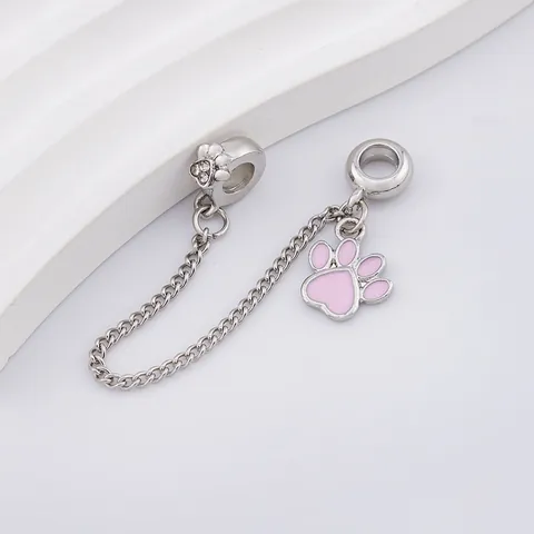 Legierung Pfotenabdruck Sicherheitskette Charm Emaille Strass DIY Schmuck Zubehör Für Damen Armband Herstellung Perle