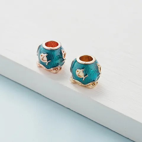 Ocean Theme Alloy Enamel Fish Dolphin Charms For DIY Bracelet Jewelry Making Women Gift Marine Style Bead Accessory