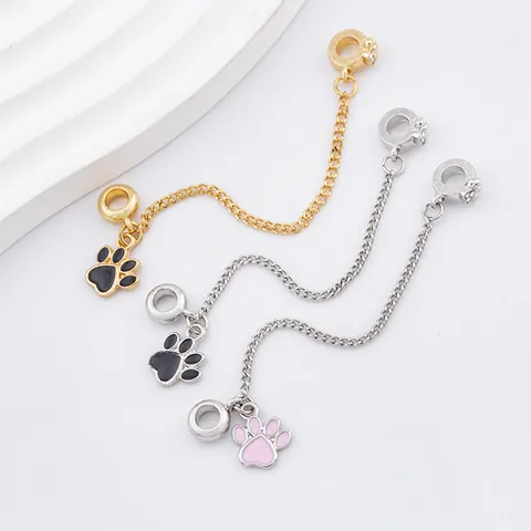 DIY Cartoon Katzenpfote Sicherheitskette Schmuck Charms Legierung Emaille Tier Fußabdruck Anhänger Für Armband Schmuckherstellung Damen