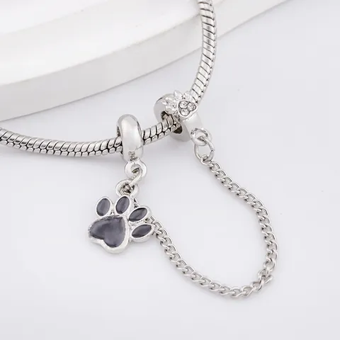 DIY Cartoon Katzenpfote Sicherheitskette Schmuck Charms Legierung Emaille Tier Fußabdruck Anhänger Für Armband Schmuckherstellung Damen