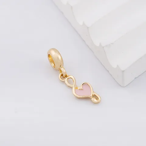 Alloy Pink Enamel Heart Musical Note Infinity Dangle Charms For DIY Bracelet Necklace Jewelry Making Women Jewelry Findings