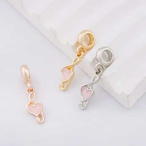 Alloy Pink Enamel Heart Musical Note Infinity Dangle Charms For DIY Bracelet Necklace Jewelry Making Women Jewelry Findings