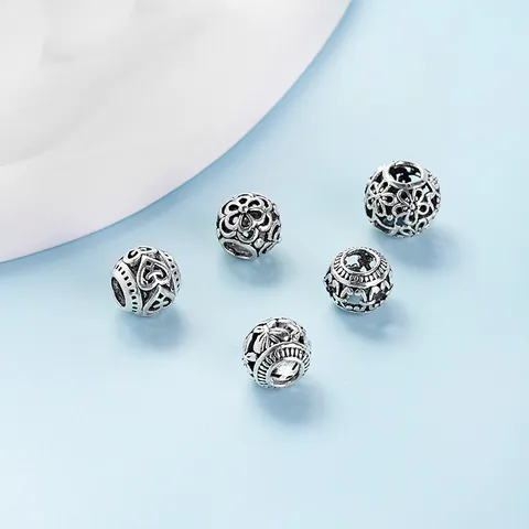 Vintage Alloy Hollow Out Charms Antique Silver Plated Beads For DIY Jewelry Making Bracelet Necklace Findings Accessories For Women