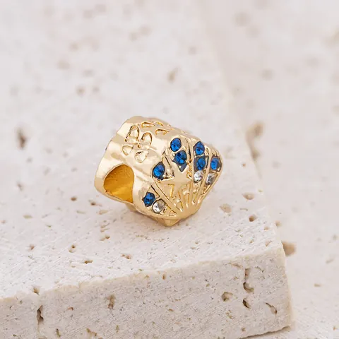 Legierung Seestern Muschel Großloch Charms Perlen Blau Strass Emaille DIY Schmuckherstellung Für Schlangenarmband Damen