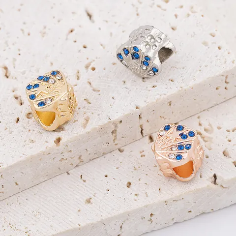 Legierung Seestern Muschel Großloch Charms Perlen Blau Strass Emaille DIY Schmuckherstellung Für Schlangenarmband Damen