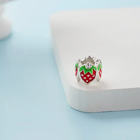 Χαριτωμένη Χάντρα Charm Φράουλα για DIY Βραχιόλι Κατασκευή Κοσμημάτων Κράμα Κόκκινο Πράσινο Μούρο Charm Διακοσμητικά Αξεσουάρ