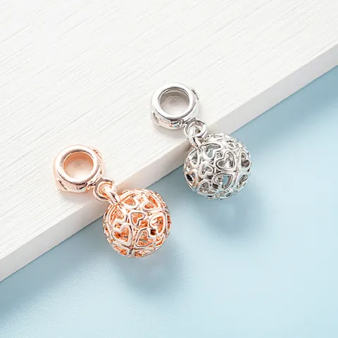 Hollow Heart Charm Beads Alloy Openwork Heart Ball Pendant For DIY Jewelry Making Bracelets Necklaces Women Romantic Gift