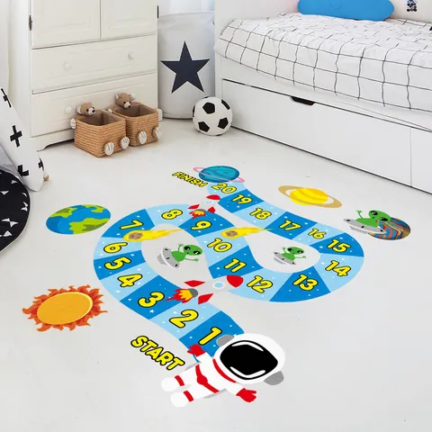 Ruimte Astronaut Hinkelen Vloersticker Voor Speelkamer Kinderen Educatief Nummer Spel Muurstickers Cartoon Planeet Stickers Woondecoratie