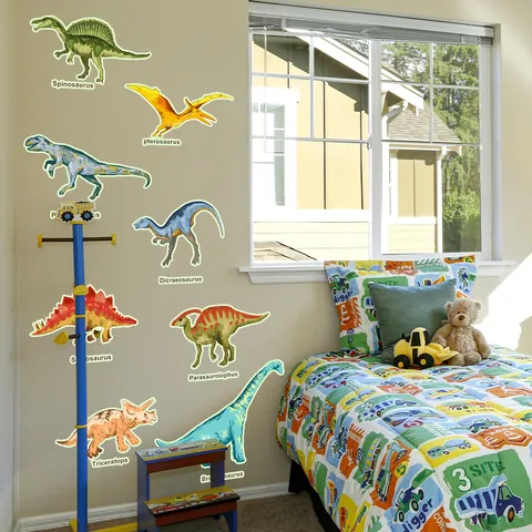Stickers Muraux Dinosaures Lumineux Brillent dans le Noir Cartoon Dino DIY Décalcomanies pour Chambre d'Enfant Maison