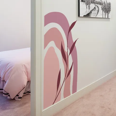 Moderne Boheemse Muursticker Abstracte Regenboog Boog Plantenblad Zelfklevende Muurschildering Decor Slaapkamer Woonkamer Huis