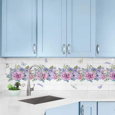 Pegatina de Pared Creativa de Plantas Verdes y Flores Enredadera de PVC Impermeable Removible para Sala de Estar Dormitorio Cocina Decoración