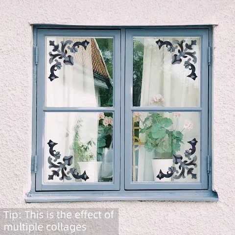Vintage Floral Static Cling Window Sticker Double Sided PVC Removable Glass Decal For Home Kitchen Bathroom Decor
