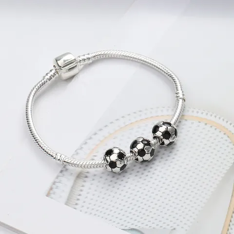 Alloy Soccer Football Drip Oil Large Hole Beads Enamel DIY Charms For Bracelet Necklace Jewelry Making Accessory For Men Women