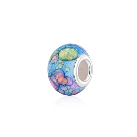 DIY Jewelry Making Large Hole Beads For Bracelet Alloy Resin Ink Wash Watercolor Pattern Charms Spacer Loose Beads Accessory