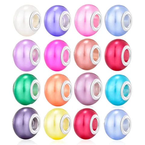 DIY Alloy Large Hole Beads Multi Color Pearl Luster Charms For Bracelet Necklace Making DIY Craft Jewelry Accessory