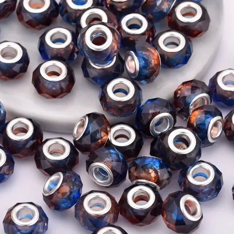 Facettierte Perlen Mit Großem Loch DIY Schmuckherstellung Harz Legierung Mehrfarbige Zwischenperlen Für Armbänder Halsketten Bastelzubehör
